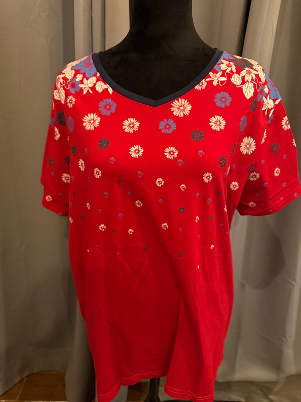 Red Floral V-Neck Men’s Shirt